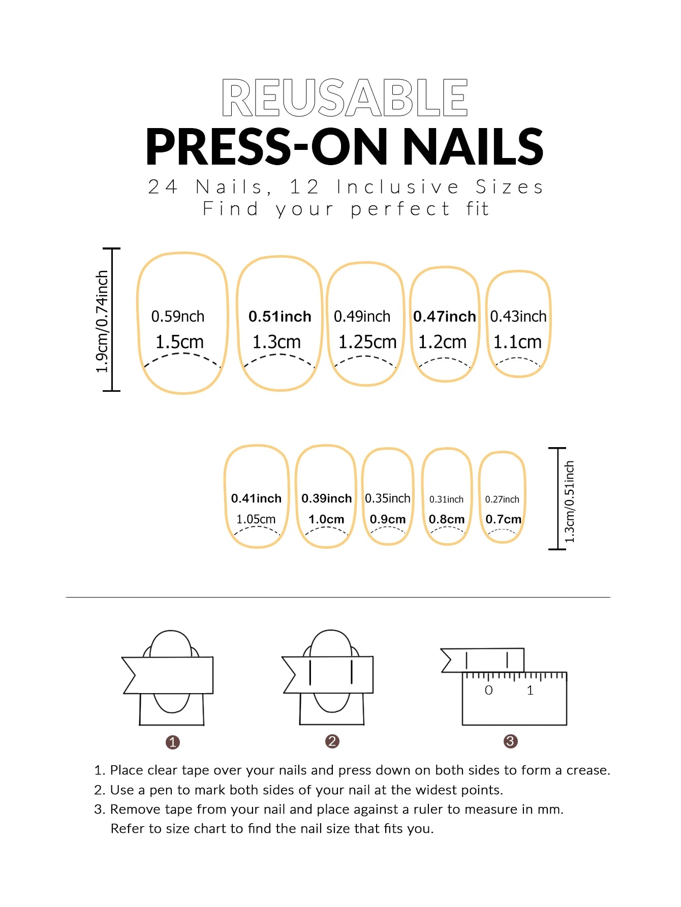 24pcs Press On Nails